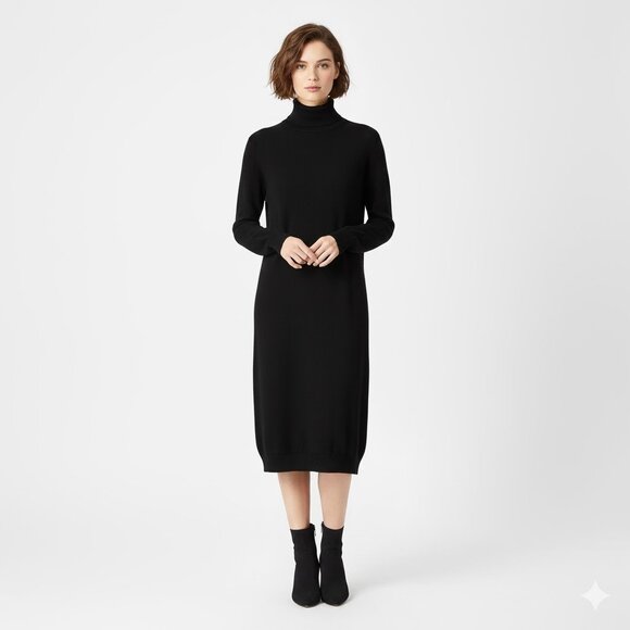 Ralph Lauren Purple Label Cashmere Sweater Dress Black Small Quiet Luxury New - Picture 1 of 15